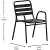 Flash Furniture Lila Commercial Restaurant Stack Chair with Triple Slat Back and Arms, Indoor-Outdoor Dining Chair, Silver(Black)