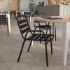 Flash Furniture Lila Commercial Restaurant Stack Chair with Triple Slat Back and Arms, Indoor-Outdoor Dining Chair, Silver(Black)