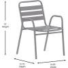 Flash Furniture Lila Commercial Restaurant Stack Chair with Triple Slat Back and Arms, Indoor-Outdoor Dining Chair, Silver(Silver)