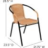 Flash Furniture Lila Modern Rattan Indoor/Outdoor Stackable Dining Chairs, Stacking Rattan Bistro Chairs for Patio or Restaurant, Set of 2, Brown(Beige)