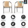 Flash Furniture Lila Modern Rattan Indoor/Outdoor Stackable Dining Chairs, Stacking Rattan Bistro Chairs for Patio or Restaurant, Set of 2, Brown(Beige)