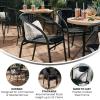 Flash Furniture Lila Modern Rattan Indoor/Outdoor Stackable Dining Chairs, Stacking Rattan Bistro Chairs for Patio or Restaurant, Set of 2, Brown(Black)