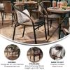 Flash Furniture Lila Modern Rattan Indoor/Outdoor Stackable Dining Chairs, Stacking Rattan Bistro Chairs for Patio or Restaurant, Set of 2, Brown(Dark Brown)