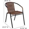 Flash Furniture Lila Modern Rattan Indoor/Outdoor Stackable Dining Chairs, Stacking Rattan Bistro Chairs for Patio or Restaurant, Set of 2, Brown(Dark Brown)