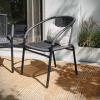 Flash Furniture Lila Modern Rattan Indoor/Outdoor Stackable Dining Chairs, Stacking Rattan Bistro Chairs for Patio or Restaurant, Set of 2, Brown(Grey)