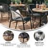 Flash Furniture Lila Modern Rattan Indoor/Outdoor Stackable Dining Chairs, Stacking Rattan Bistro Chairs for Patio or Restaurant, Set of 2, Brown(Grey)