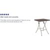 Flash Furniture Linburgh Commercial Grade 1.95-Foot Square Brown Rattan Plastic Folding Table