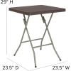 Flash Furniture Linburgh Commercial Grade 1.95-Foot Square Brown Rattan Plastic Folding Table