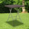 Flash Furniture Linburgh Commercial Grade 1.95-Foot Square Brown Rattan Plastic Folding Table