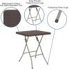 Flash Furniture Linburgh Commercial Grade 1.95-Foot Square Brown Rattan Plastic Folding Table