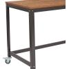 Flash Furniture Livingston Collection Computer Table and Desk in Brown Oak Wood Grain Finish with Metal Wheels