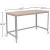 Flash Furniture Livingston Collection Computer Table and Desk in Brown Oak Wood Grain Finish with Metal Wheels