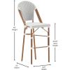 Flash Furniture Lourdes Commercial Grade Bistro Barstool, Stackable Indoor/Outdoor Dining Stool, 30″High, Natural/White & Light Natural Finish, Set of 2(White & Gray/Natural Frame)