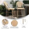 Flash Furniture Lourdes Commercial Grade Bistro Barstool, Stackable Indoor/Outdoor Dining Stool, 30″High, Natural/White & Light Natural Finish, Set of 2(Natural & White/Light Natural Frame)