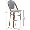 Flash Furniture Lourdes Commercial Grade Bistro Barstool, Stackable Indoor/Outdoor Dining Stool, 30″High, Natural/White & Light Natural Finish, Set of 2(White & Navy/Natural Frame)