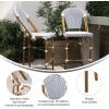 Flash Furniture Lourdes Commercial Grade Bistro Barstool, Stackable Indoor/Outdoor Dining Stool, 30″High, Natural/White & Light Natural Finish, Set of 2(White & Navy/Natural Frame)