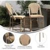 Flash Furniture Lourdes Commercial Grade Bistro Counter Stool, Stackable Indoor/Outdoor Dining Stool, 26″High, Natural/White-Light Natural Finish, Set of 2(Natural & White/Light Natural Frame)