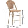 Flash Furniture Lourdes Commercial Grade Bistro Counter Stool, Stackable Indoor/Outdoor Dining Stool, 26″High, Natural/White-Light Natural Finish, Set of 2(Natural & White/Light Natural Frame)