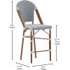 Flash Furniture Lourdes Commercial Grade Bistro Counter Stool, Stackable Indoor/Outdoor Dining Stool, 26″High, Natural/White-Light Natural Finish, Set of 2(White & Navy/Natural Frame)