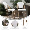 Flash Furniture Lourdes Commercial Grade Bistro Counter Stool, Stackable Indoor/Outdoor Dining Stool, 26″High, Natural/White-Light Natural Finish, Set of 2(White & Gray/Natural Frame)