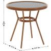 Flash Furniture Lourdes Indoor/Outdoor Commercial Bistro Table – Tempered Glass Top – PE Rattan – Lt NAT Bamboo Print Aluminum Frame – 31.5″ – NAT/White(Black & White Rattan/Natural Frame)