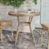 Flash Furniture Lourdes Indoor/Outdoor Commercial Bistro Table – Tempered Glass Top – PE Rattan – Lt NAT Bamboo Print Aluminum Frame – 31.5″ – NAT/White(Natural & White Rattan/Light Natural Frame)