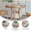Flash Furniture Lourdes Indoor/Outdoor Commercial Bistro Table – Tempered Glass Top – PE Rattan – Lt NAT Bamboo Print Aluminum Frame – 31.5″ – NAT/White(Natural & White Rattan/Light Natural Frame)