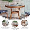 Flash Furniture Lourdes Indoor/Outdoor Commercial Bistro Table – Tempered Glass Top – PE Rattan – Lt NAT Bamboo Print Aluminum Frame – 31.5″ – NAT/White(Navy & White Rattan/Natural Frame)