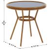Flash Furniture Lourdes Indoor/Outdoor Commercial Bistro Table – Tempered Glass Top – PE Rattan – Lt NAT Bamboo Print Aluminum Frame – 31.5″ – NAT/White(Navy & White Rattan/Natural Frame)