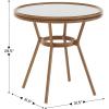 Flash Furniture Lourdes Indoor/Outdoor Commercial Bistro Table – Tempered Glass Top – PE Rattan – Lt NAT Bamboo Print Aluminum Frame – 31.5″ – NAT/White(White & Gray Rattan/Natural Frame)