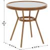 Flash Furniture Lourdes Indoor/Outdoor Commercial Bistro Table – Tempered Glass Top – PE Rattan – Lt NAT Bamboo Print Aluminum Frame – 31.5″ – NAT/White(White & Navy Rattan/Natural Frame)