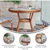 Flash Furniture Lourdes Indoor/Outdoor Commercial Bistro Table – Tempered Glass Top – PE Rattan – Lt NAT Bamboo Print Aluminum Frame – 31.5″ – NAT/White(White & Navy Rattan/Natural Frame)