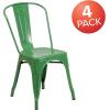 Flash Furniture Luke Commercial Grade 4 Pack Green Metal Indoor-Outdoor Stackable Chair