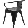 Flash Furniture Luna Commercial Grade Black Metal Indoor-Outdoor Chair with Arms(Black)