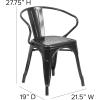 Flash Furniture Luna Commercial Grade Black Metal Indoor-Outdoor Chair with Arms(Black)