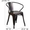 Flash Furniture Luna Commercial Grade Black Metal Indoor-Outdoor Chair with Arms(Black-antique Gold)