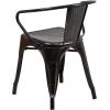 Flash Furniture Luna Commercial Grade Black Metal Indoor-Outdoor Chair with Arms(Black-antique Gold)