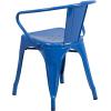 Flash Furniture Luna Commercial Grade Black Metal Indoor-Outdoor Chair with Arms(Blue)