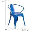 Flash Furniture Luna Commercial Grade Black Metal Indoor-Outdoor Chair with Arms(Blue)