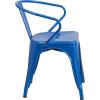 Flash Furniture Luna Commercial Grade Black Metal Indoor-Outdoor Chair with Arms(Blue)