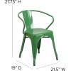 Flash Furniture Luna Commercial Grade Black Metal Indoor-Outdoor Chair with Arms(Green)