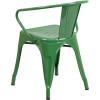 Flash Furniture Luna Commercial Grade Black Metal Indoor-Outdoor Chair with Arms(Green)