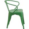 Flash Furniture Luna Commercial Grade Black Metal Indoor-Outdoor Chair with Arms(Green)