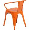 Flash Furniture Luna Commercial Grade Black Metal Indoor-Outdoor Chair with Arms(Orange)