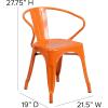 Flash Furniture Luna Commercial Grade Black Metal Indoor-Outdoor Chair with Arms(Orange)