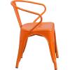 Flash Furniture Luna Commercial Grade Black Metal Indoor-Outdoor Chair with Arms(Orange)