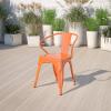 Flash Furniture Luna Commercial Grade Black Metal Indoor-Outdoor Chair with Arms(Orange)