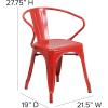 Flash Furniture Luna Commercial Grade Black Metal Indoor-Outdoor Chair with Arms(Red)