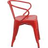 Flash Furniture Luna Commercial Grade Black Metal Indoor-Outdoor Chair with Arms(Red)