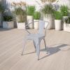 Flash Furniture Luna Commercial Grade Black Metal Indoor-Outdoor Chair with Arms(Silver)